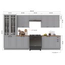 Ver imagem 3 de Cozinha Modulada 6 Peças 1 Cristaleira com Vidro 2 Balcão com Tampo 3 Aéreos 100% MDF com Rodapé Bari Cinza/Titânio Fosco