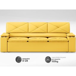 Sofá com Porta Copos Retrátil e Reclinável Pop 2,05m Velosuede Canario - Netsofas - 4