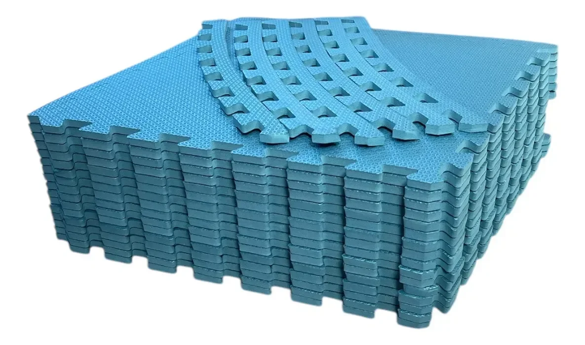 Kit 6 Tapete Tatame Azul Metálico Eva 100x100x1cm 1x1 10mm - 1