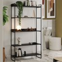 Ver imagem 1 de Estante Industrial Guaecá 180x95 Multiuso para Biblioteca em Casa Sala e Quarto - Preto/imbuia
