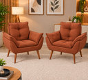 Ver imagem 1 de Kit 02 Poltrona Decorativa Opala Suede Terracota Sala Quarto Clinica Recepção