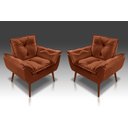 Ver imagem 1 de Kit 02 Poltrona Decorativa Opala Suede Terracota - Pandora Decor