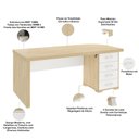 Ver imagem 4 de Mesa para Escritório Home Office Gaveteiro Direito Atria Executiva A02 Carvalho Branco - Lyam Decor