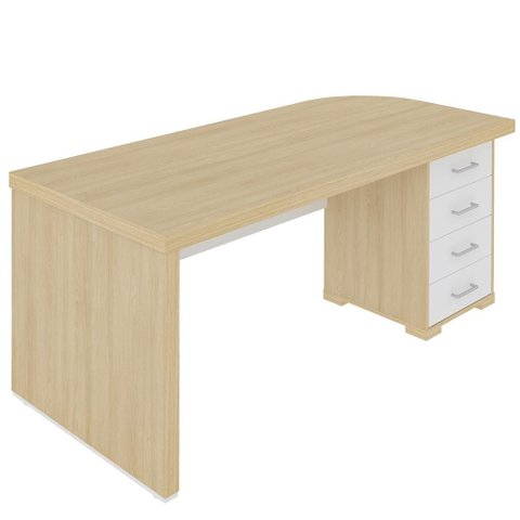 Mesa para Escritório Home Office Gaveteiro Direito Atria Executiva A02 Carvalho Branco - Lyam Decor