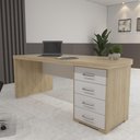 Ver imagem 2 de Mesa para Escritório Home Office Gaveteiro Direito Atria Executiva A02 Carvalho Branco - Lyam Decor