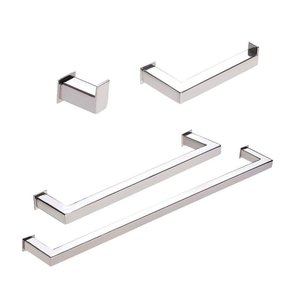 Kit de Acessórios para Banheiro com 4 Peças em Aço Inox Polido Linha Larissa