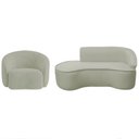 Ver imagem 2 de Kit Divã Recamier Orgânico Marrocos 200cm Lado Esquerdo e 1 Poltronas Amore Bouclé Verde Oliva