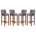 Ver imagem 1 de Kit 4 Banquetas Média para Bancada Ilha 38x92 Cm Líbia Madeira Maciça Suede Cinza CCS