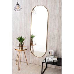 Espelho Decorativo Grande Oval com Moldura Metal Corpo Inteiro 170 X 70 Cm Industrial  - 1