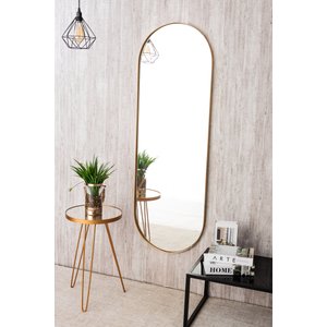 Espelho Decorativo Grande Oval com Moldura Metal Corpo Inteiro 170 X 70 Cm Industrial 