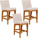 Ver imagem 2 de Kit 03 Banquetas Baixa para Cozinha Bancada Bar Sala Jantar Fixa Mila L02 Suede Bege - Lyam Decor Ba