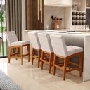 Ver imagem 3 de Kit 03 Banquetas Baixa Para Cozinha Bancada Bar Sala Jantar Fixa Mila L02 Suede Bege - Lyam Decor Ba