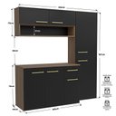 Ver imagem 3 de Cozinha Completa Modulada Suspensa com Armário Aéreo e Balcão Aura Preto/Nogal