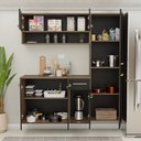 Ver imagem 7 de Cozinha Completa Modulada Suspensa com Armário Aéreo e Balcão Aura Preto/Nogal