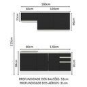 Ver imagem 4 de Armário de Cozinha Compacta 180cm Branco Preto Glamy Madesa 07
