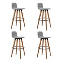 Ver imagem 2 de Kit 4 Banquetas Altas Luxo Versatil Aço Preto Linho Cinza Base Carvalho