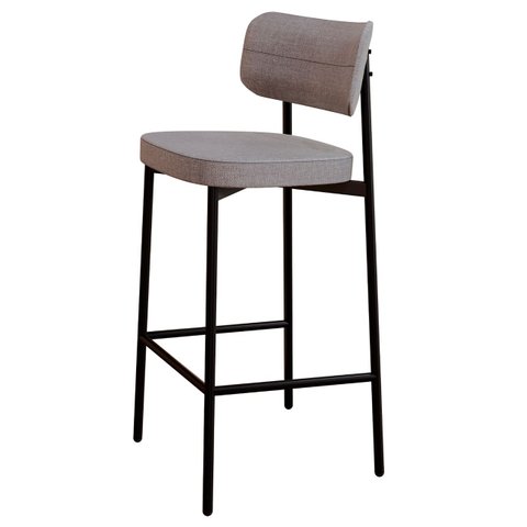 Banqueta Alta Bar Estofada Ella M25 Linho Cinza Cl - Mpozenato
