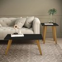 Ver imagem 2 de Conjunto 2 Mesas De Centro e Lateral - Sala de estar - Mesa Preta e Pé Natural