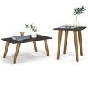 Ver imagem 1 de Conjunto 2 Mesas De Centro e Lateral - Sala de estar - Mesa Preta e Pé Natural