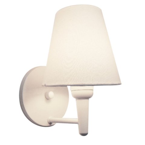 Arandela Cone Vivare Md-2004 Base Alumínio Branco Cúpula em Tecido - Bivolt - Branco-Branco - 110V/2