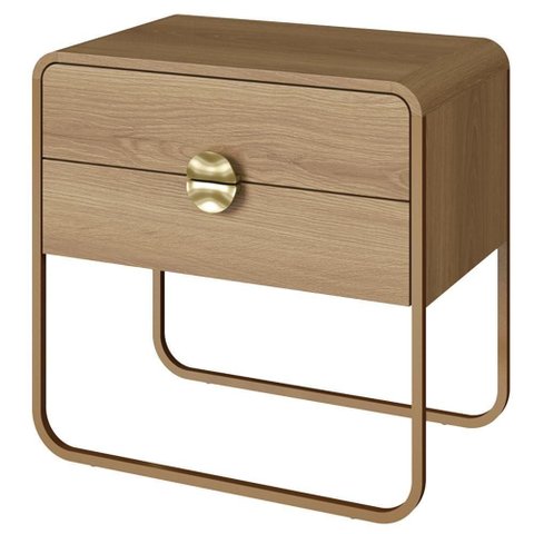 Mesa de Cabeceira 2 Gavetas Organica 60 Cm 28062 Artesano Hanover Dourado
