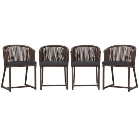 4 Cadeiras de Jantar Área Noronha em Alumínio com Pintura Marrom Corda Náutica E11 Trama Original