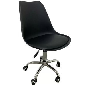 Cadeira de Escritório Eames Leda com Assento Pu Giratória:preto