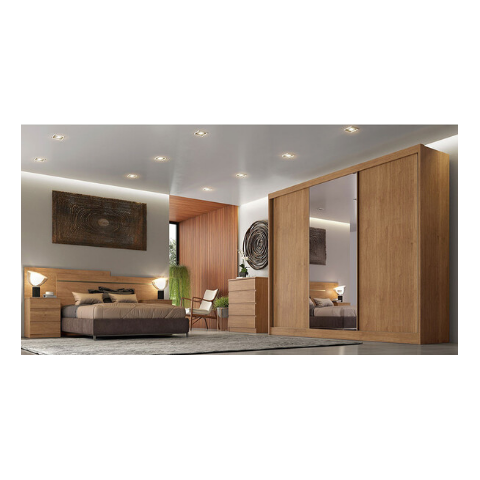 Guarda Roupa Sollo 3 Portas Espelhadas 100%mdf - Cumaru