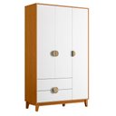 Ver imagem 3 de Berço Americano Soft com Colchão Gazin com Guarda Roupa Ipê 3 Portas Branco Cinamomo - Móveis Albatr