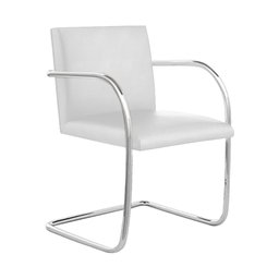 Cadeira Brno para Escritório Couro Sintético Branco Tubular Cromada - 1
