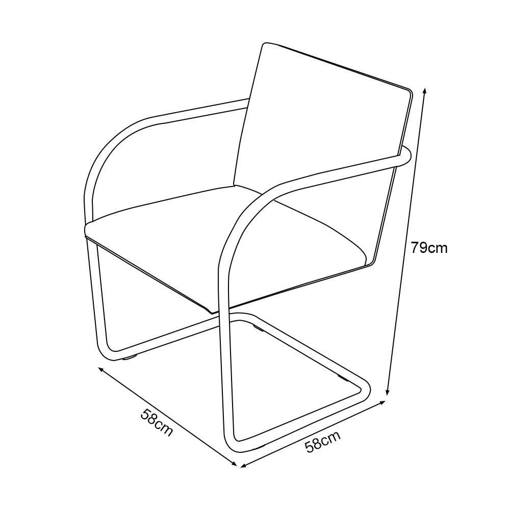 Cadeira Brno para Escritório Couro Sintético Branco Tubular Cromada - 3