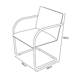 Cadeira Brno para Escritório Couro Sintético Branco Tubular Cromada - 3