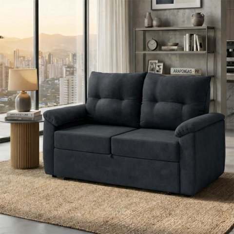 Sofá Cama 2 Lugares Casal 1,60 Mts Tifany Veludo Matrix Cor:Veludo Cinza