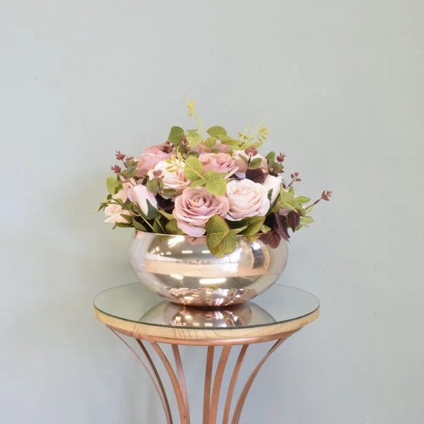 Flores artificiais Arranjo de Flores Rosas Artificial no Vaso Rose Gold|Linha permanente Formosinha - 2