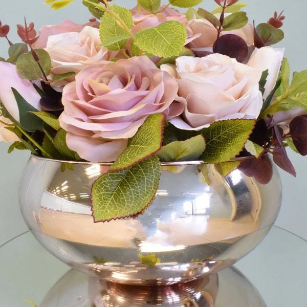 Flores artificiais Arranjo de Flores Rosas Artificial no Vaso Rose Gold|Linha permanente Formosinha - 4