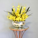 Ver imagem 3 de Flores artificiais Arranjo de Flores Amarelas no Vaso Prateado|Linha permanente Formosinha