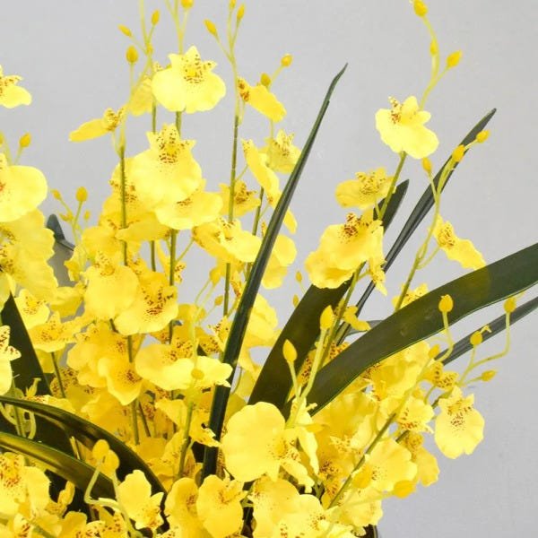 Flores artificiais Arranjo de Flores Amarelas no Vaso Prateado|Linha permanente Formosinha - 5