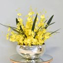 Ver imagem 1 de Flores artificiais Arranjo de Flores Amarelas no Vaso Prateado|Linha permanente Formosinha