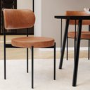 Ver imagem 2 de Kit 06 Cadeiras Estofadas para Sala de Jantar Louvre L02 Couríssimo Camel - Lyam Decor