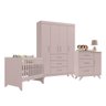 Jogo de Quarto Infantil Maya Rose Guarda-roupa Cômoda Berço - 2