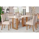 Ver imagem 1 de Conjunto: Mesa Sala Jantar Yara C/ Tampo Madeirado C/ Vidro Reto 160x90cm e 6 Cadeiras Malu Nature/