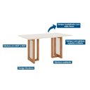 Ver imagem 2 de Conjunto: Mesa Sala Jantar Yara C/ Tampo Madeirado C/ Vidro Reto 160x90cm e 6 Cadeiras Malu Nature/