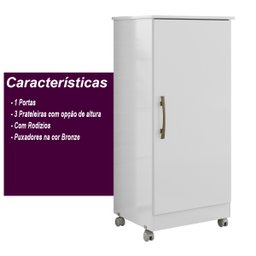 Armário Multiuso Lírio 49cm 1 Porta Branco Moval - 4