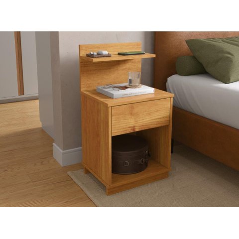 Mesa de Cabeceira Ma 1 Gaveta Cor Cinamomo