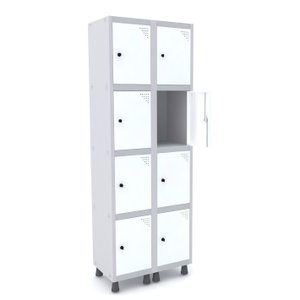 ROUPEIRO DE AÇO 2M 08 PORTAS PITÃO PANDIN - CINZA/BRANCO GRP 502/8 DI