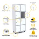 Ver imagem 3 de ROUPEIRO DE AÇO 2M 08 PORTAS PITÃO PANDIN - CINZA/BRANCO GRP 502/8 DI