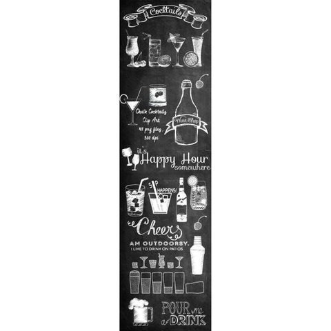 Adesivo Parede Cozinha / Área Gourmet Chalkboard Lousa Drink e Bebidas 1,80 X 0,50 M