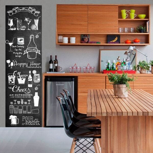 Adesivo Parede Cozinha / área gourmet Chalkboard lousa Drink e Bebidas 1,80 x 0,50 m - 2