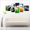 Ver imagem 3 de Quadro Decorativo Sinuca Bilhar Salas De Jogos Interiores Mosaico 5 Peças Com Moldura