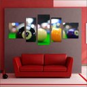 Ver imagem 4 de Quadro Decorativo Sinuca Bilhar Salas De Jogos Interiores Mosaico 5 Peças Com Moldura